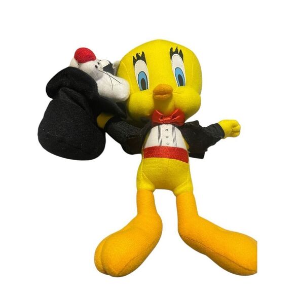 Looney Tunes Kids Yellow Red With Sylvester Hat Tweety Bird Plush Stuffed Toy - Picture 9 of 12